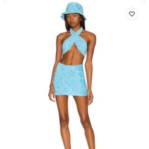 Frankies bikinis Terry jacquard mini dress in blue